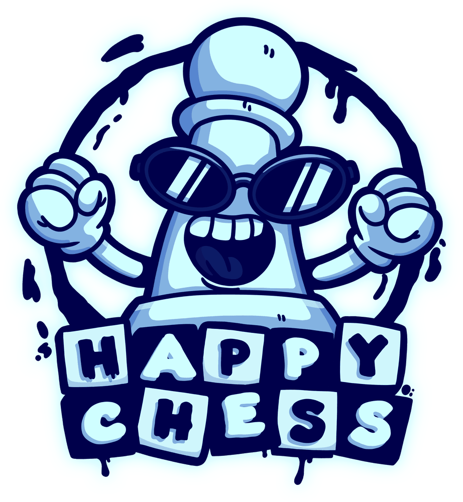 HappyChess logo: a pawn with sunglasses